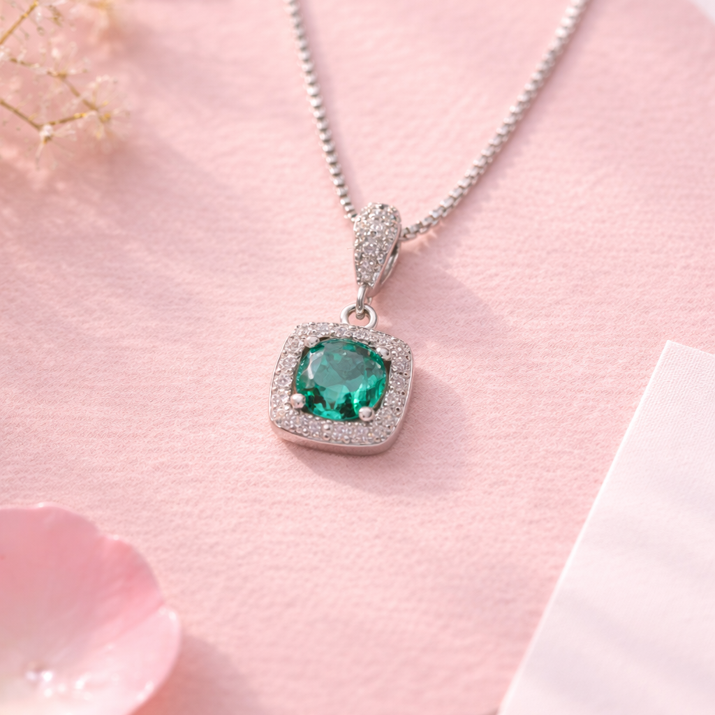 Teal Radiance 925 Sterling Silver Necklace