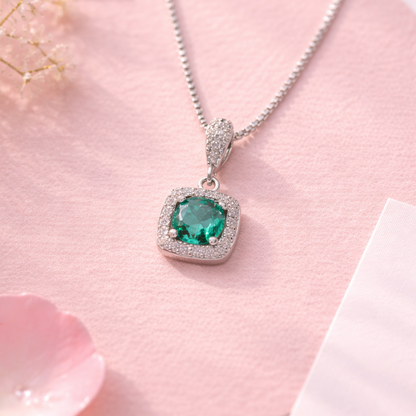 Teal Radiance 925 Sterling Silver Necklace