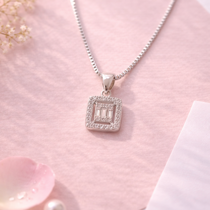 Prism Square 925 Sterling Silver Necklace