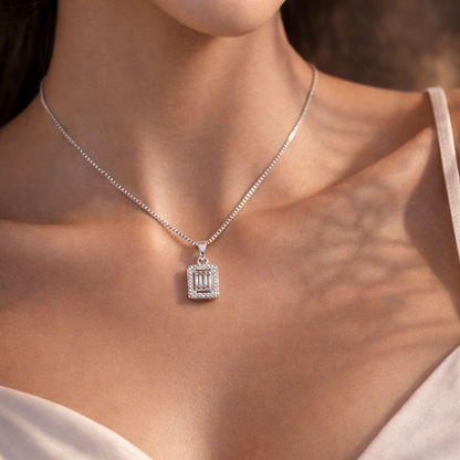 Prism Square 925 Sterling Silver Necklace