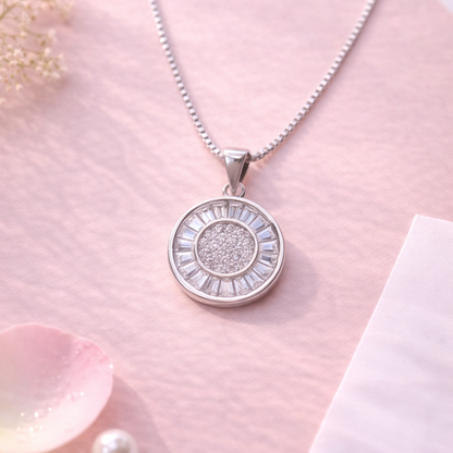 Radiant Disc 925 Sterling Silver Necklace