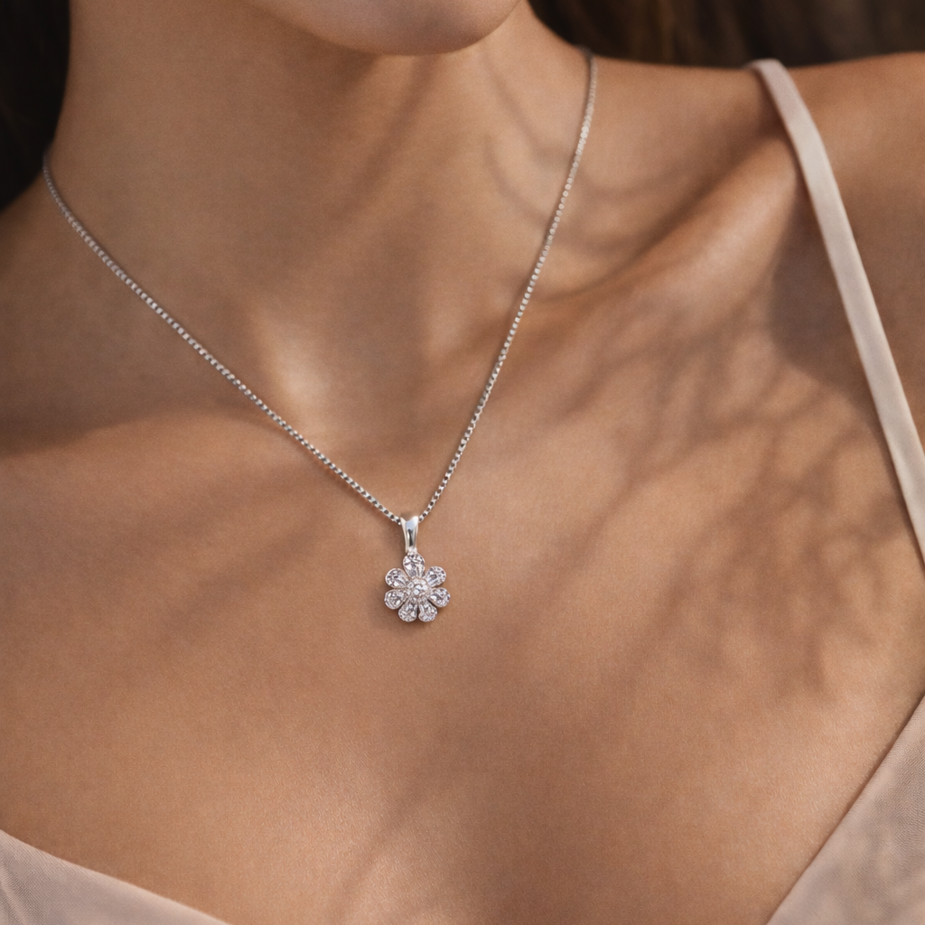 Starlit Daisy 925 Sterling Silver Necklace