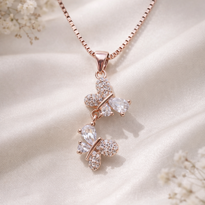 Twin Flutter 925 Sterling Silver Necklace