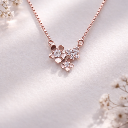 Blush Petals 925 Sterling Silver Necklace