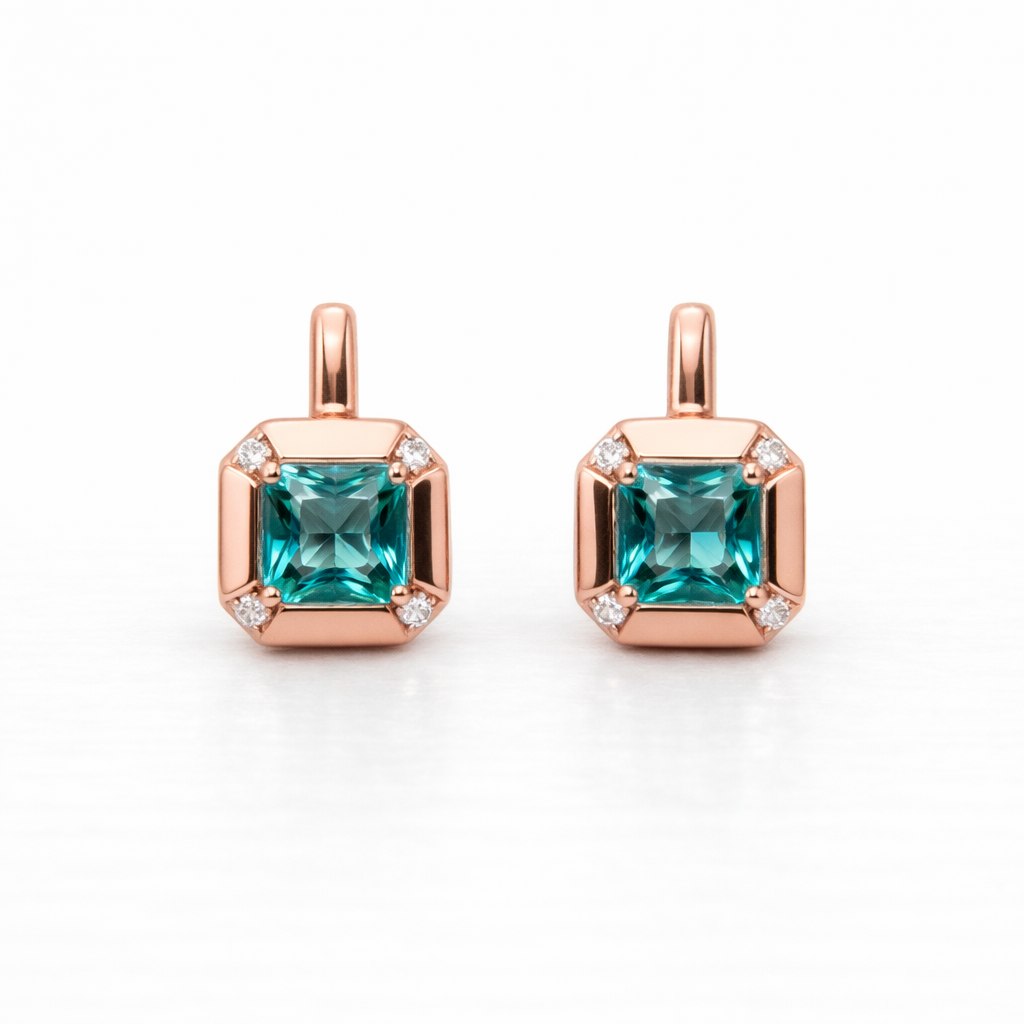 Teal Prism 925 Sterling Silver Earrings