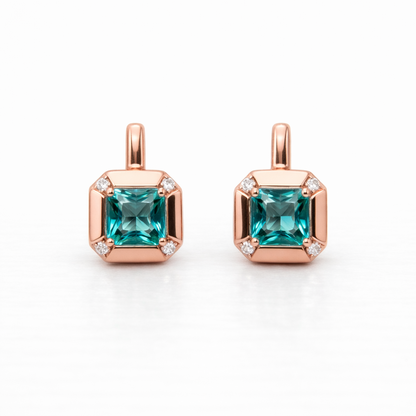 Teal Prism 925 Sterling Silver Earrings
