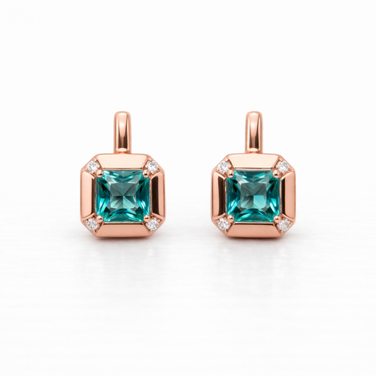 Teal Prism 925 Sterling Silver Earrings