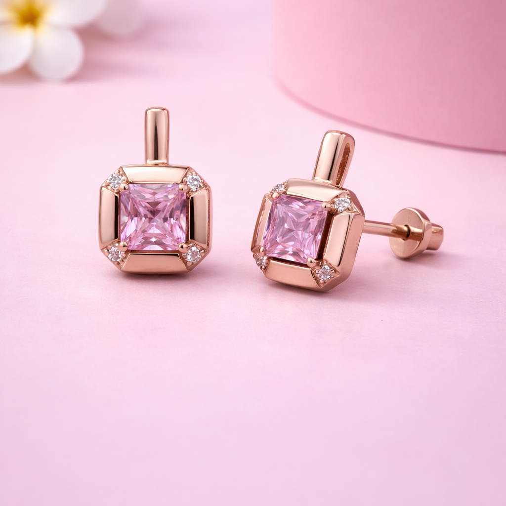 Rosé Frame 925 Sterling Silver Earrings