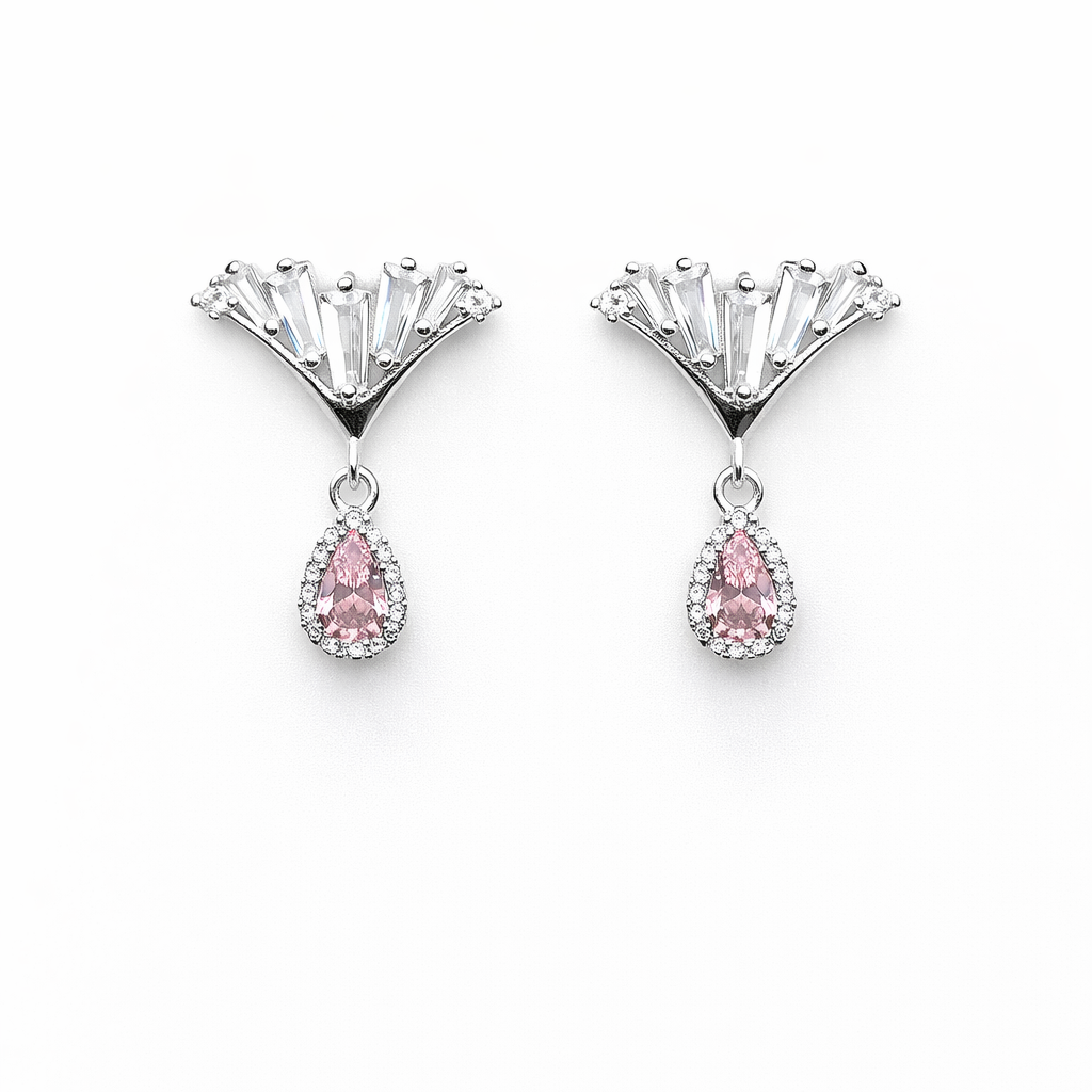 Rosé Fan 925 Sterling Silver Earrings