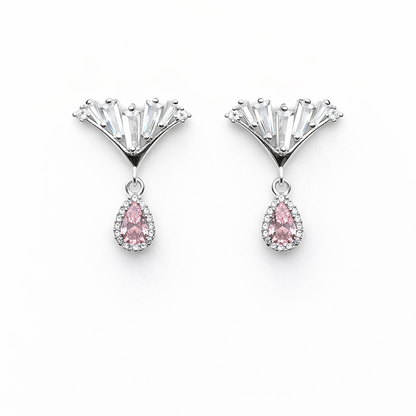 Rosé Fan 925 Sterling Silver Earrings