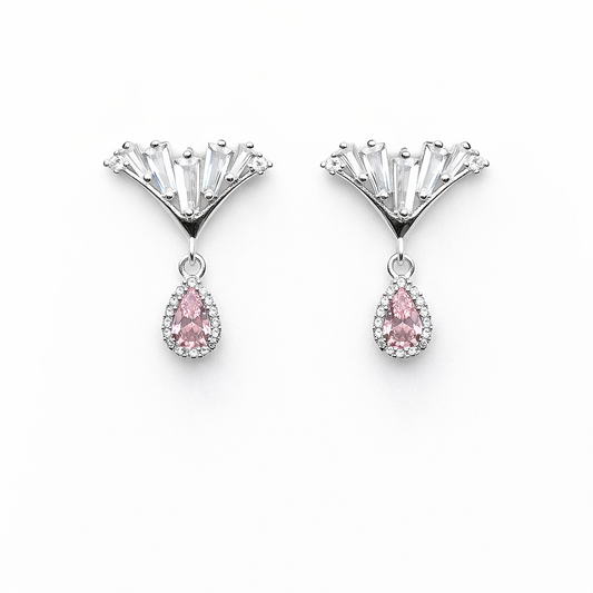 Rosé Fan 925 Sterling Silver Earrings
