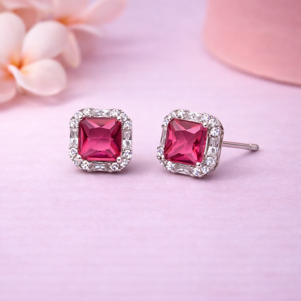 Crimson Frame 925 Sterling Silver Earrings