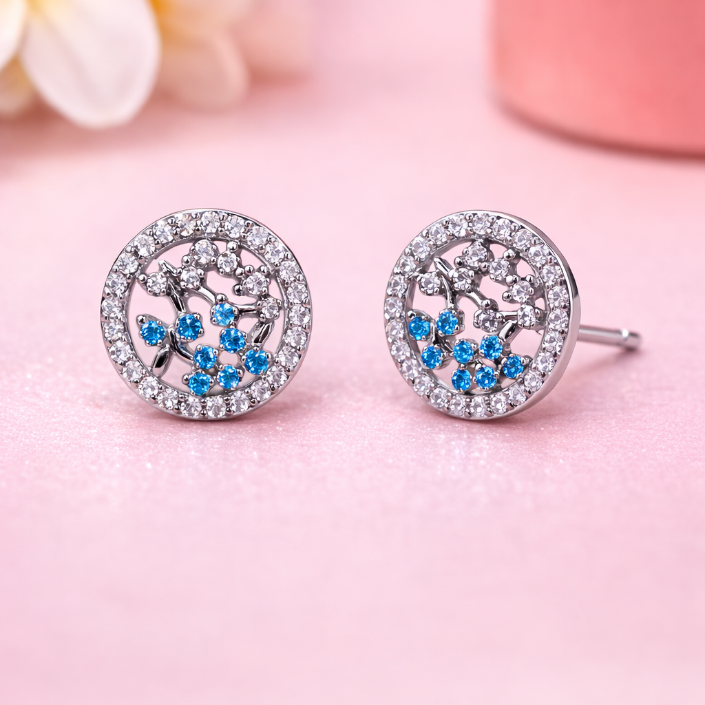 Celeste Halo 925 Sterling Silver Earrings