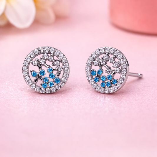 Celeste Halo 925 Sterling Silver Earrings