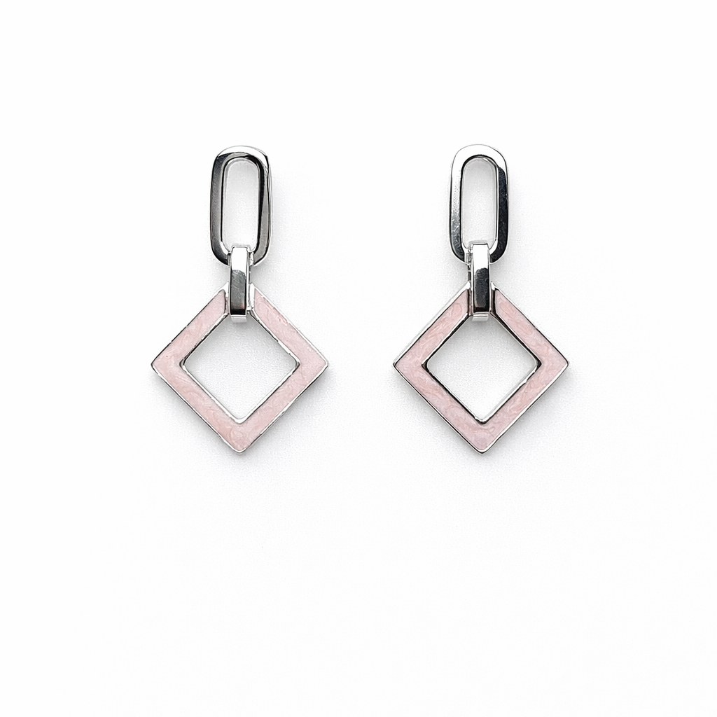 Blush Frame Drops 925 Sterling Silver Earrings
