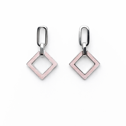 Blush Frame Drops 925 Sterling Silver Earrings