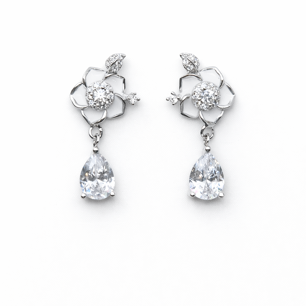 Crystal Bloom 925 Sterling Silver Earrings