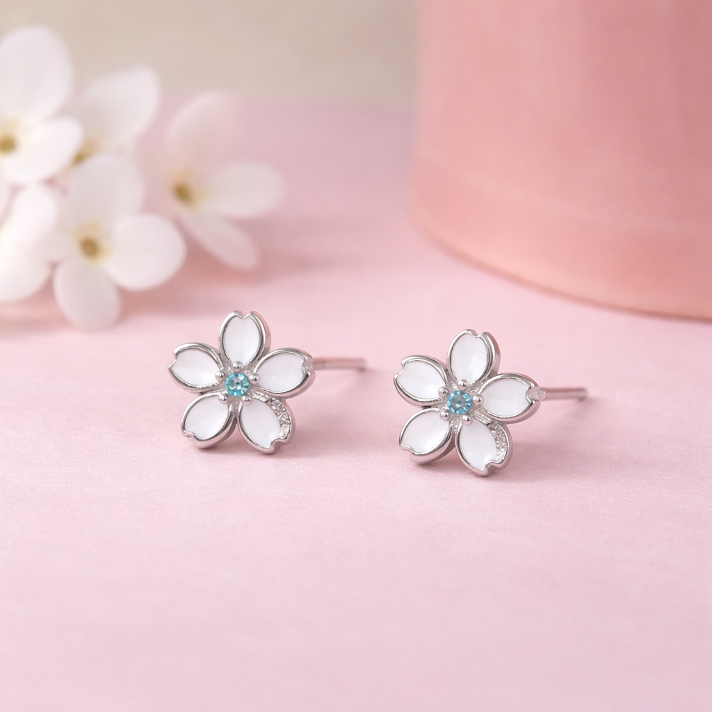 Petal Charm 925 Sterling Silver Earrings