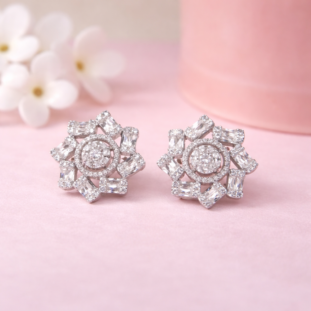 Halo Burst 925 Sterling Silver Earrings