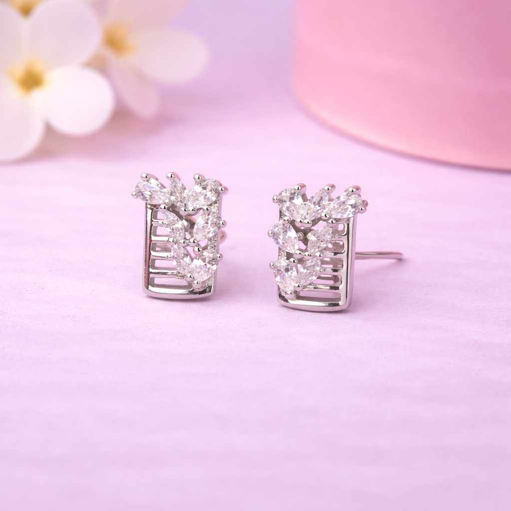 Lattice Gleam 925 Sterling Silver Earrings