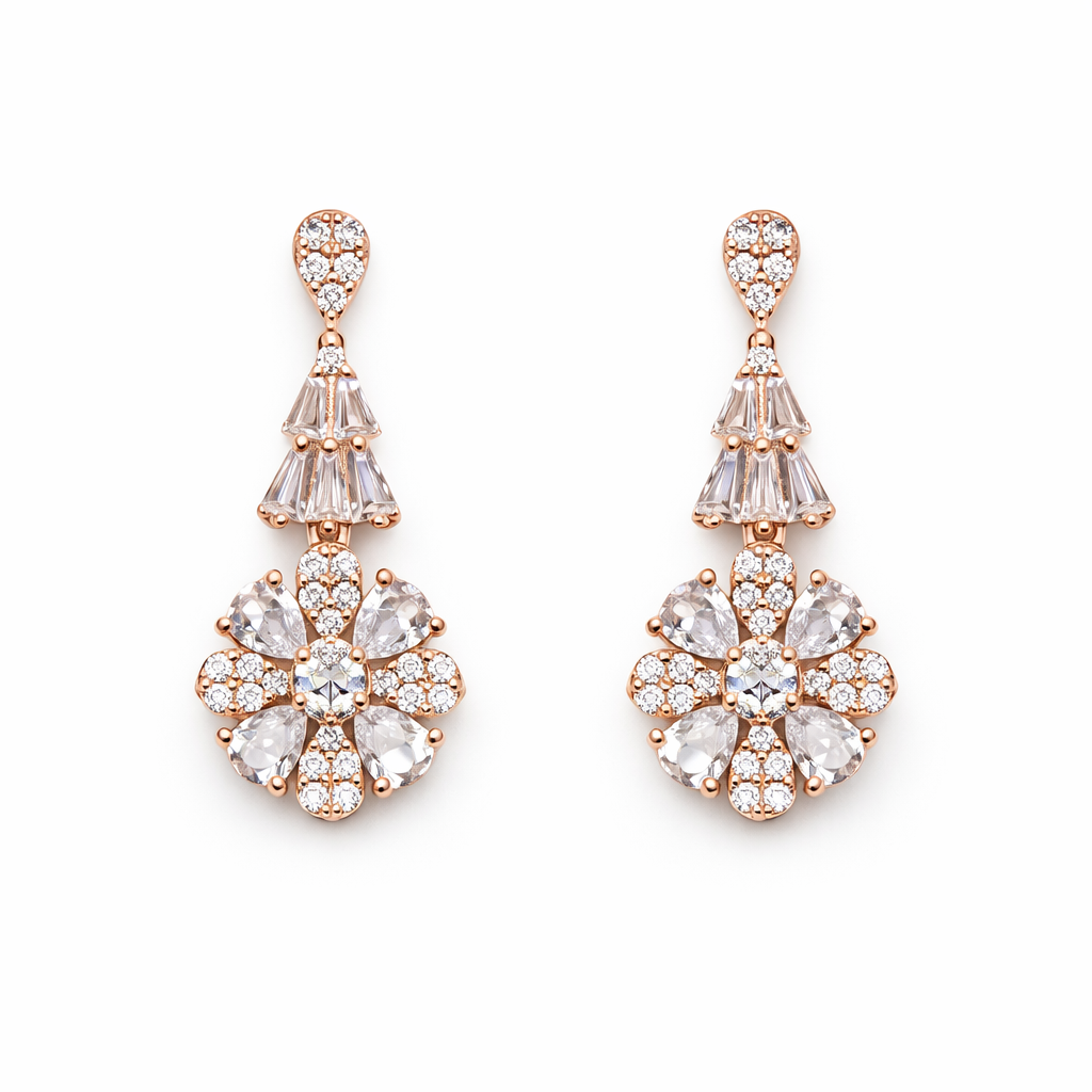 Crystal Cascade 925 Sterling Silver Earrings