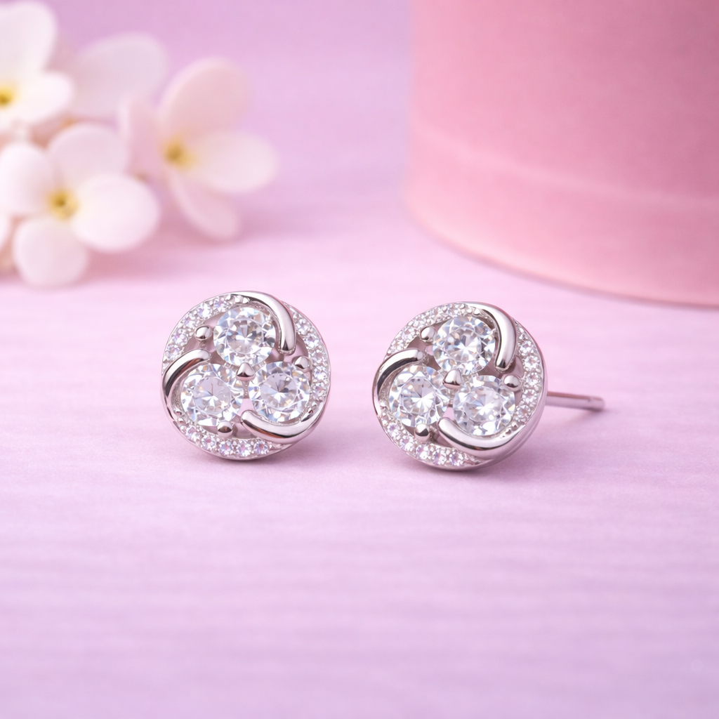Swirl Trinity Silver 925 Sterling Silver Earrings