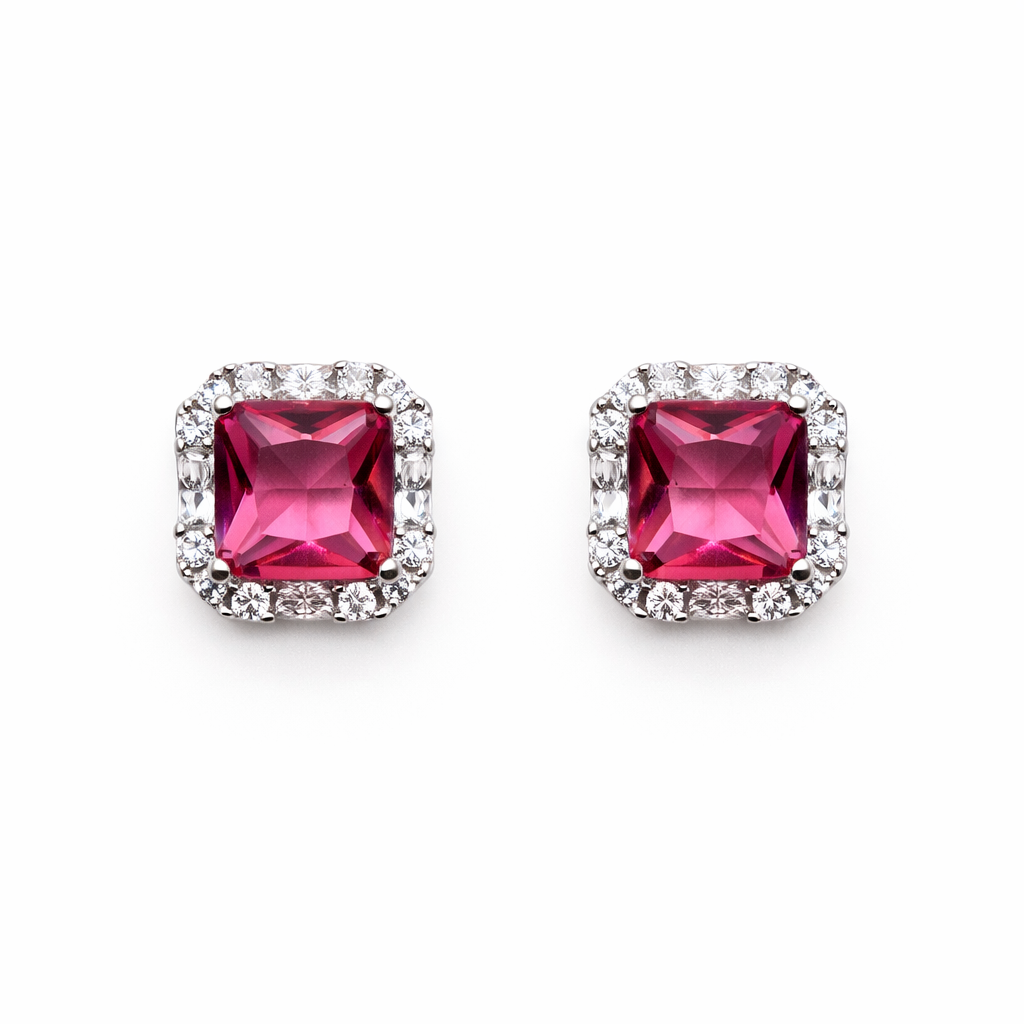 Crimson Frame 925 Sterling Silver Earrings