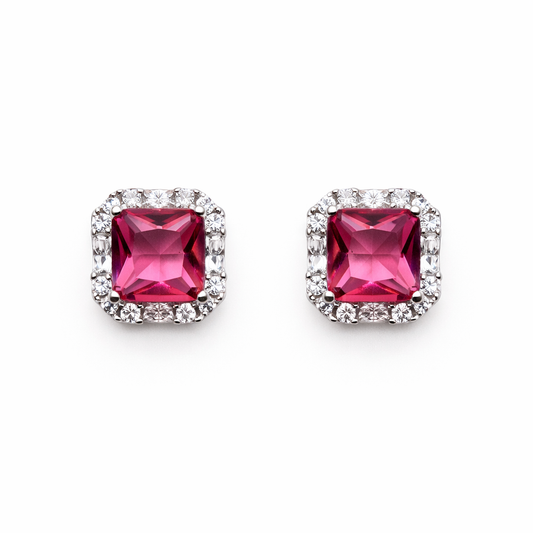 Crimson Frame 925 Sterling Silver Earrings