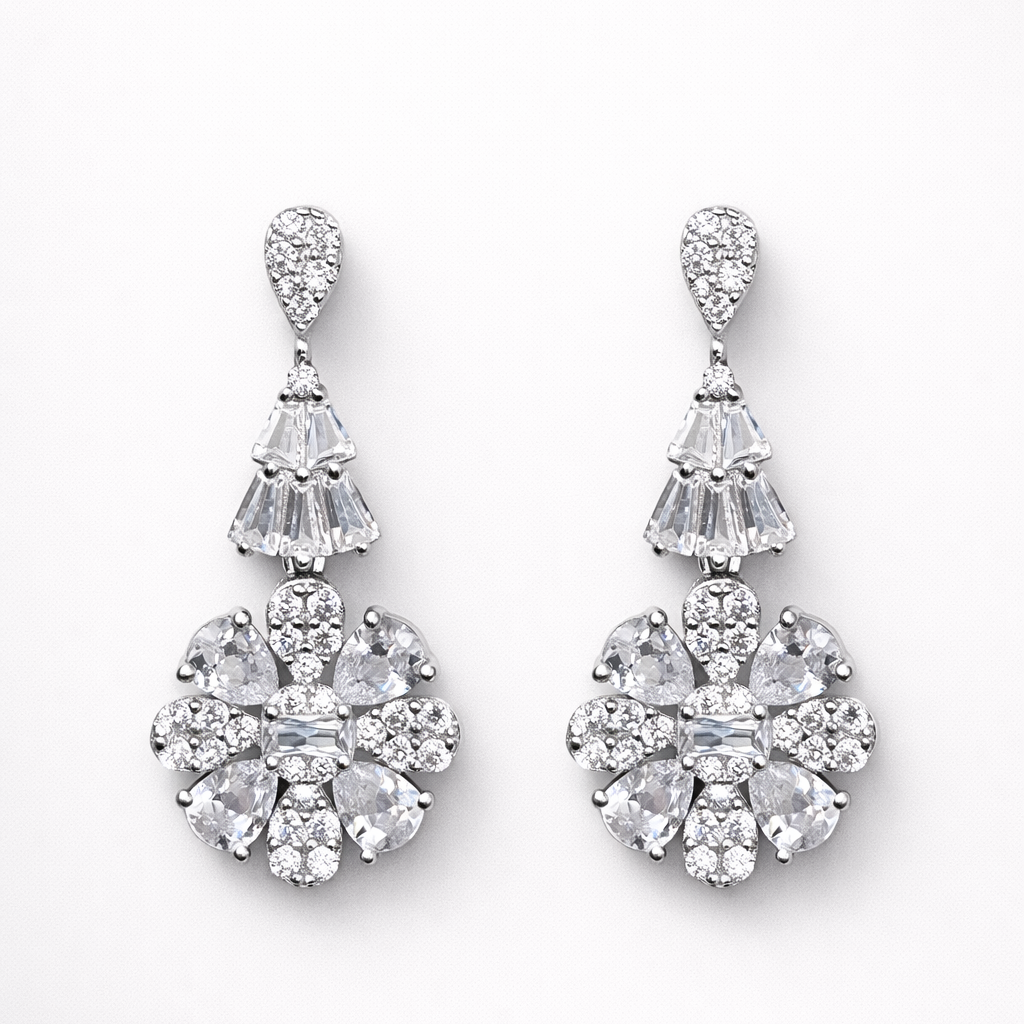 Crystal Cascade 925 Sterling Silver Earrings