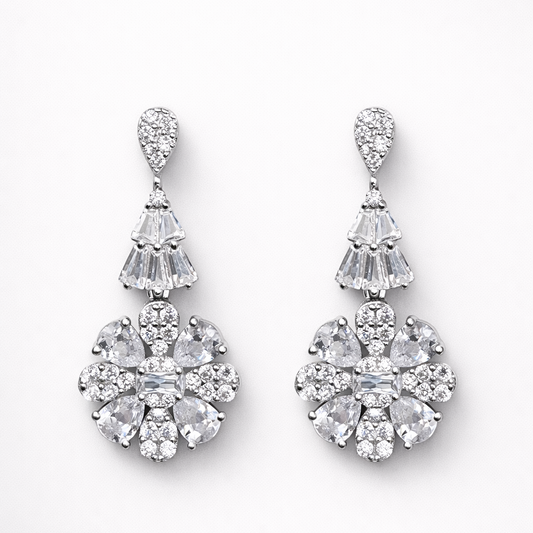 Crystal Cascade 925 Sterling Silver Earrings