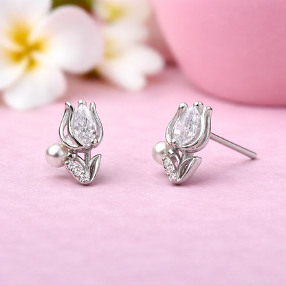 Pearl Bloom Bud 925 Sterling Silver Earrings