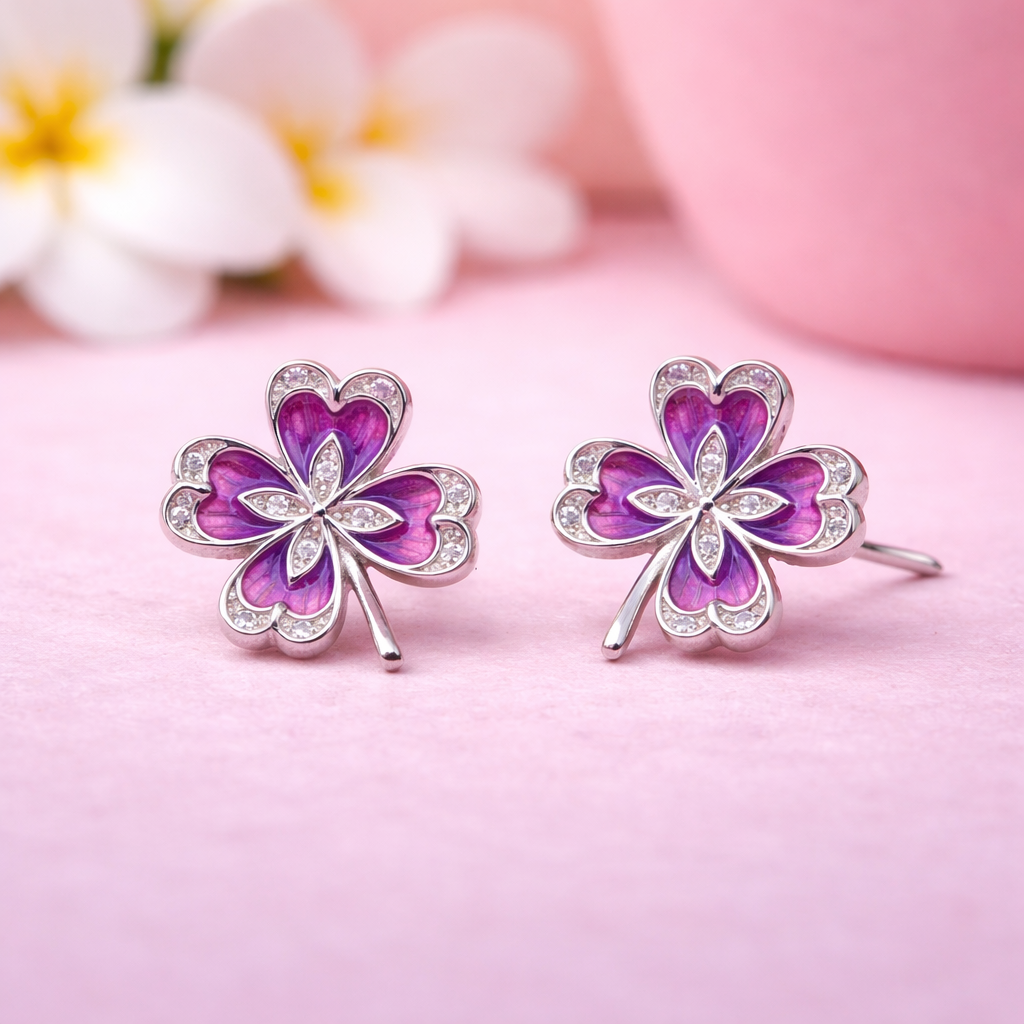 Azure Clover Silver Earring