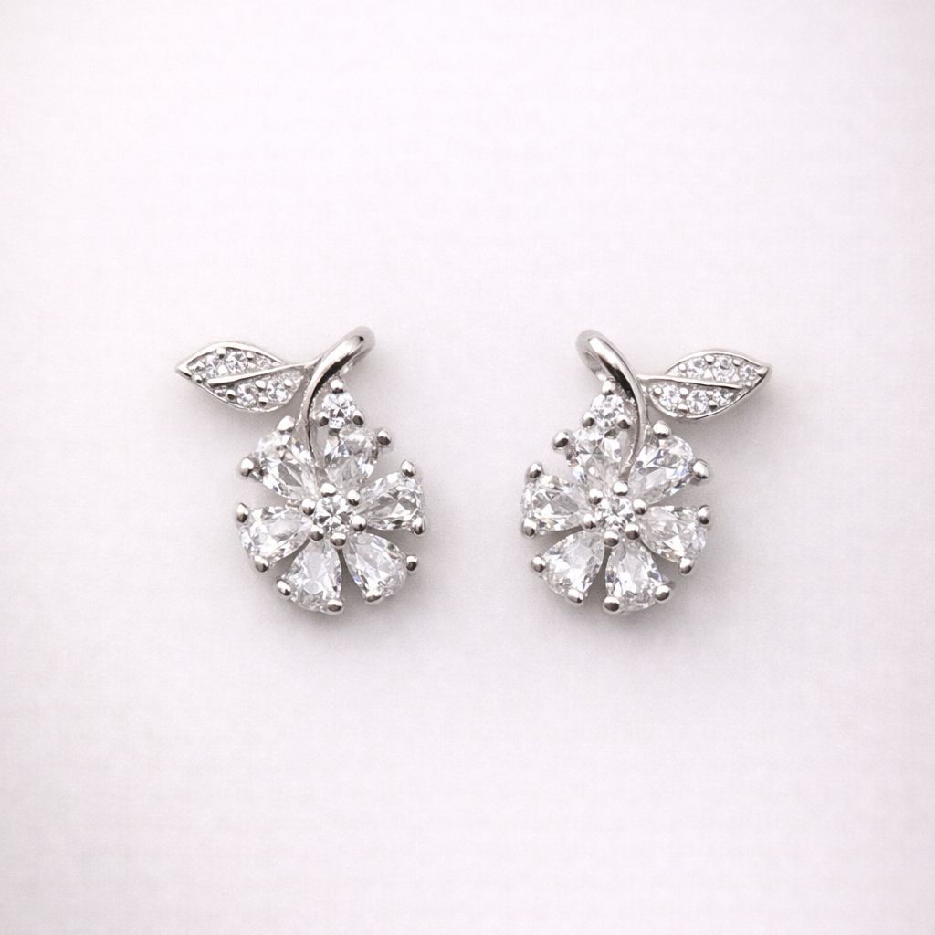 Petal Glint 925 Sterling Silver Earrings
