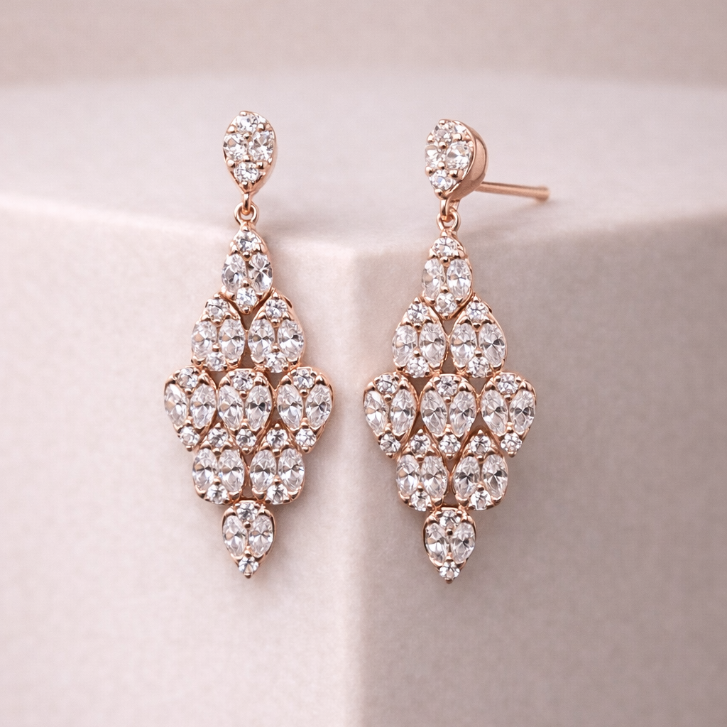 Radiant Lattice 925 Sterling Silver Earrings
