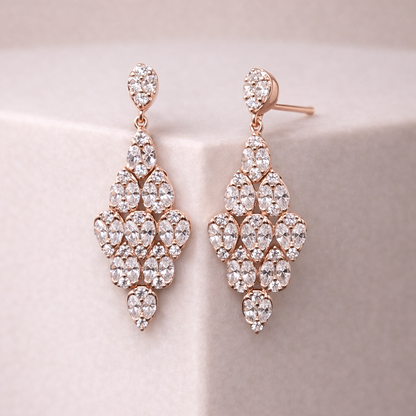 Radiant Lattice 925 Sterling Silver Earrings