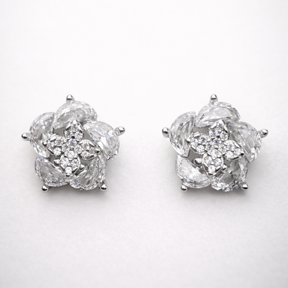 Crystal Bloom Cluster 925 Sterling Silver Earrings