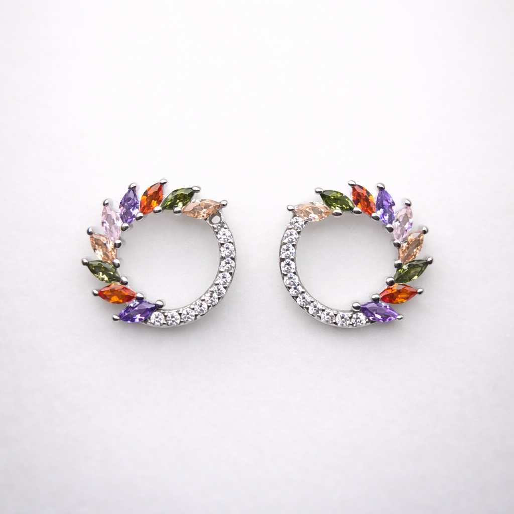 Prism Halo 925 Sterling Silver Earrings