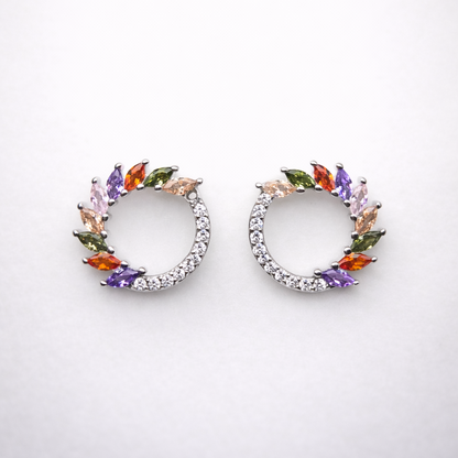 Prism Halo 925 Sterling Silver Earrings