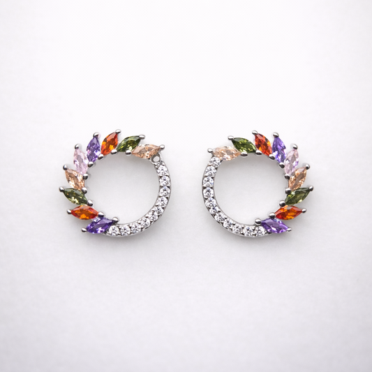 Prism Halo 925 Sterling Silver Earrings