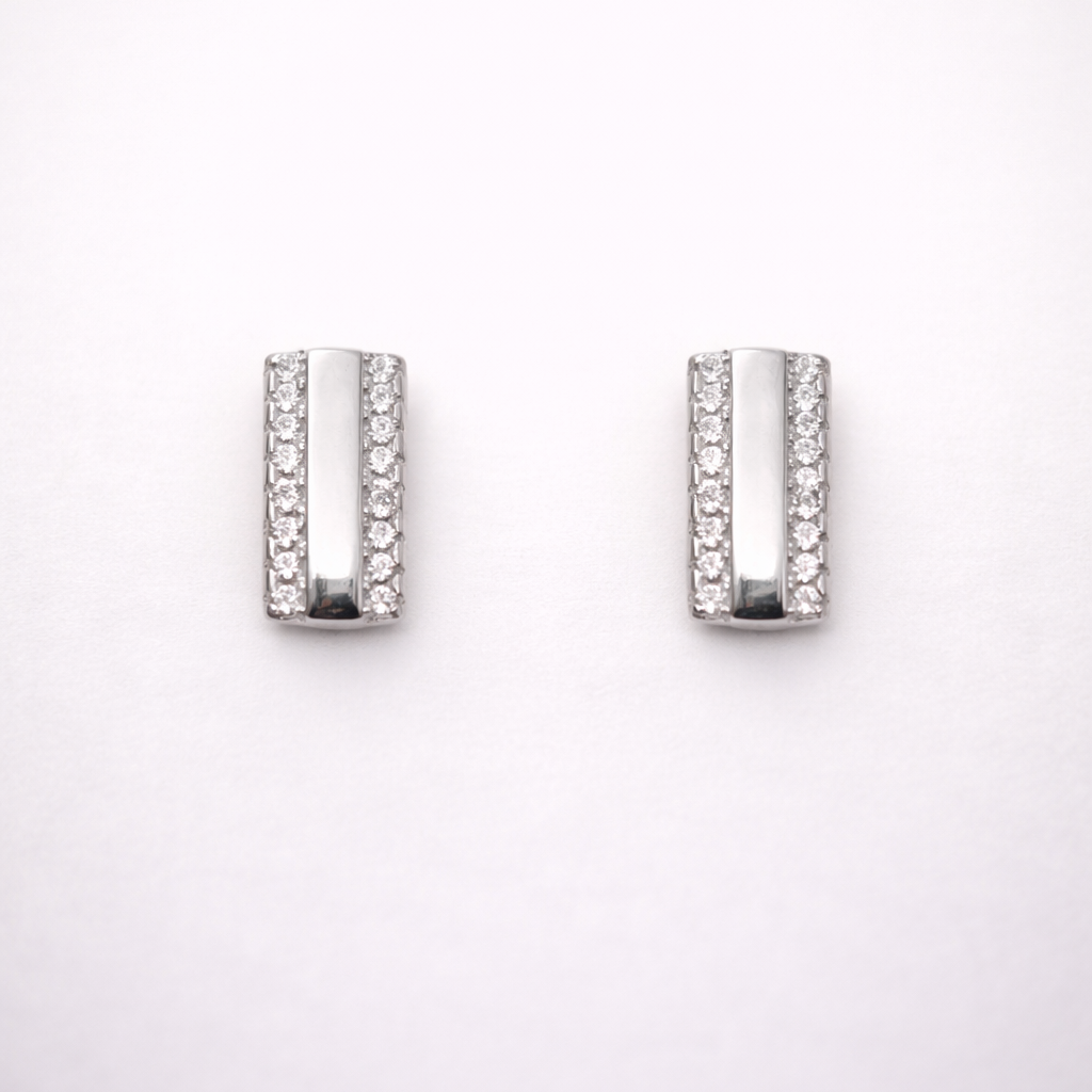 Dual Line Spark 925 Sterling Silver Earrings