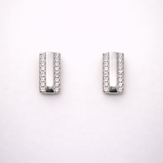Dual Line Spark 925 Sterling Silver Earrings