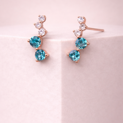 Aqua Trial Rose 925 Sterling Silver Earrings