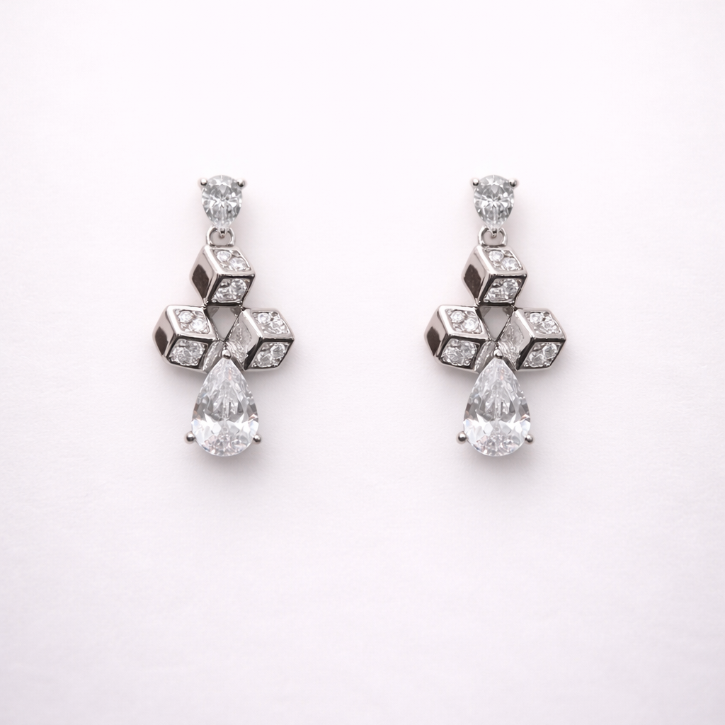 Prism Cube 925 Sterling Silver Earrings