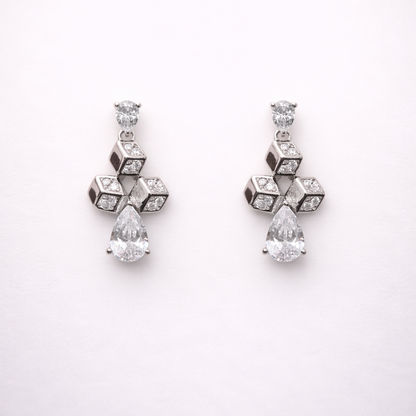 Prism Cube 925 Sterling Silver Earrings