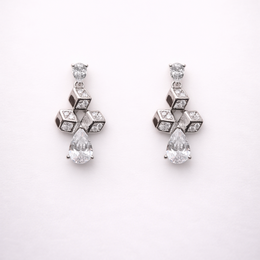 Prism Cube 925 Sterling Silver Earrings