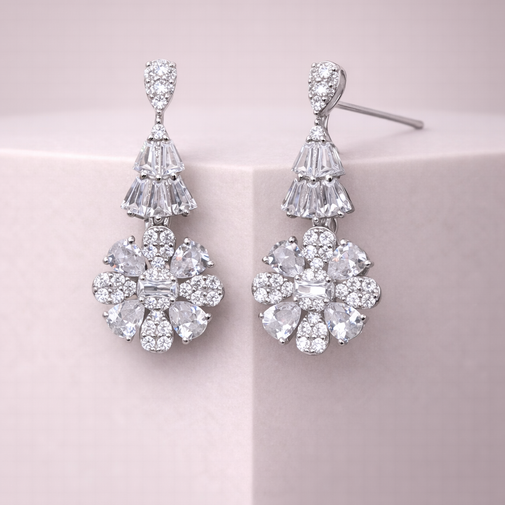 Crystal Cascade 925 Sterling Silver Earrings
