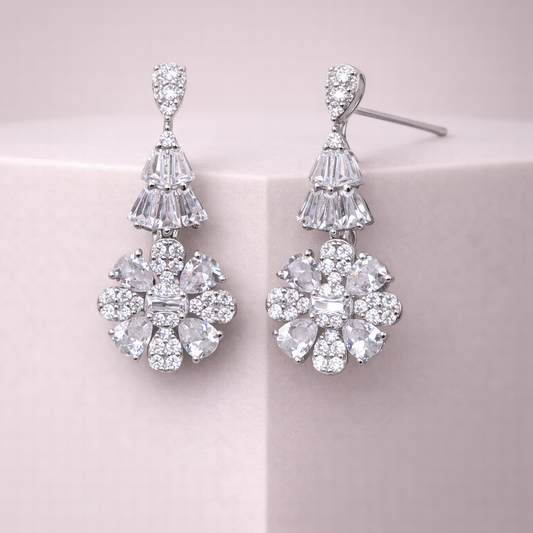 Crystal Cascade 925 Sterling Silver Earrings