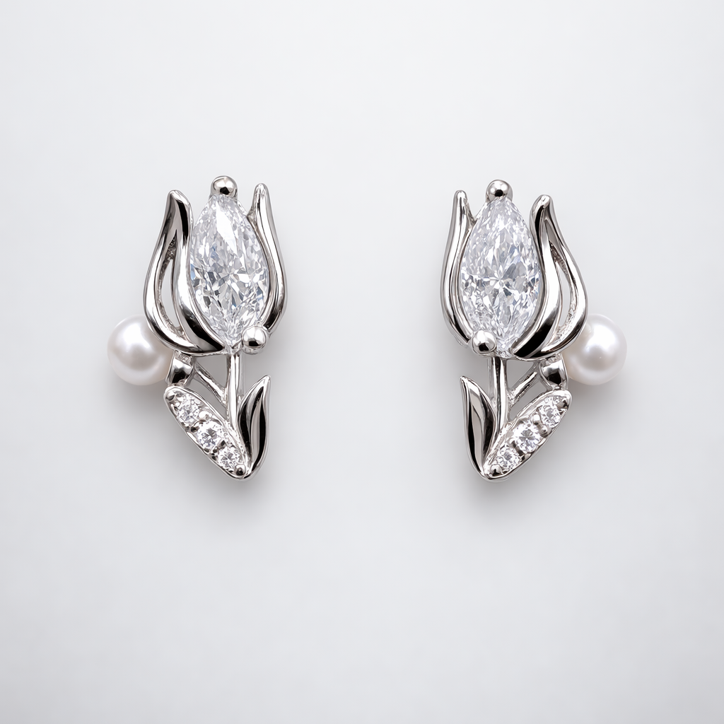 Pearl Bloom Bud 925 Sterling Silver Earrings