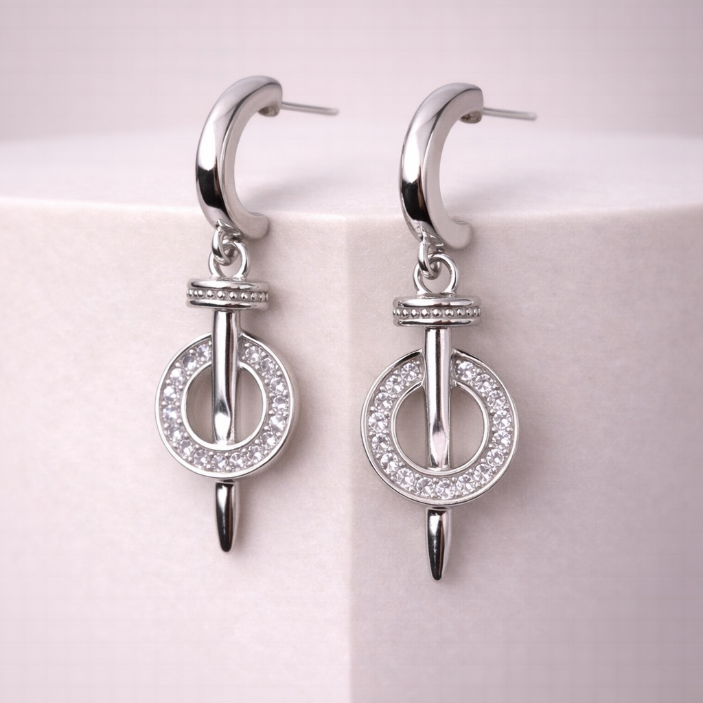 Orbit Spike Drop 925 Sterling Silver Earrings