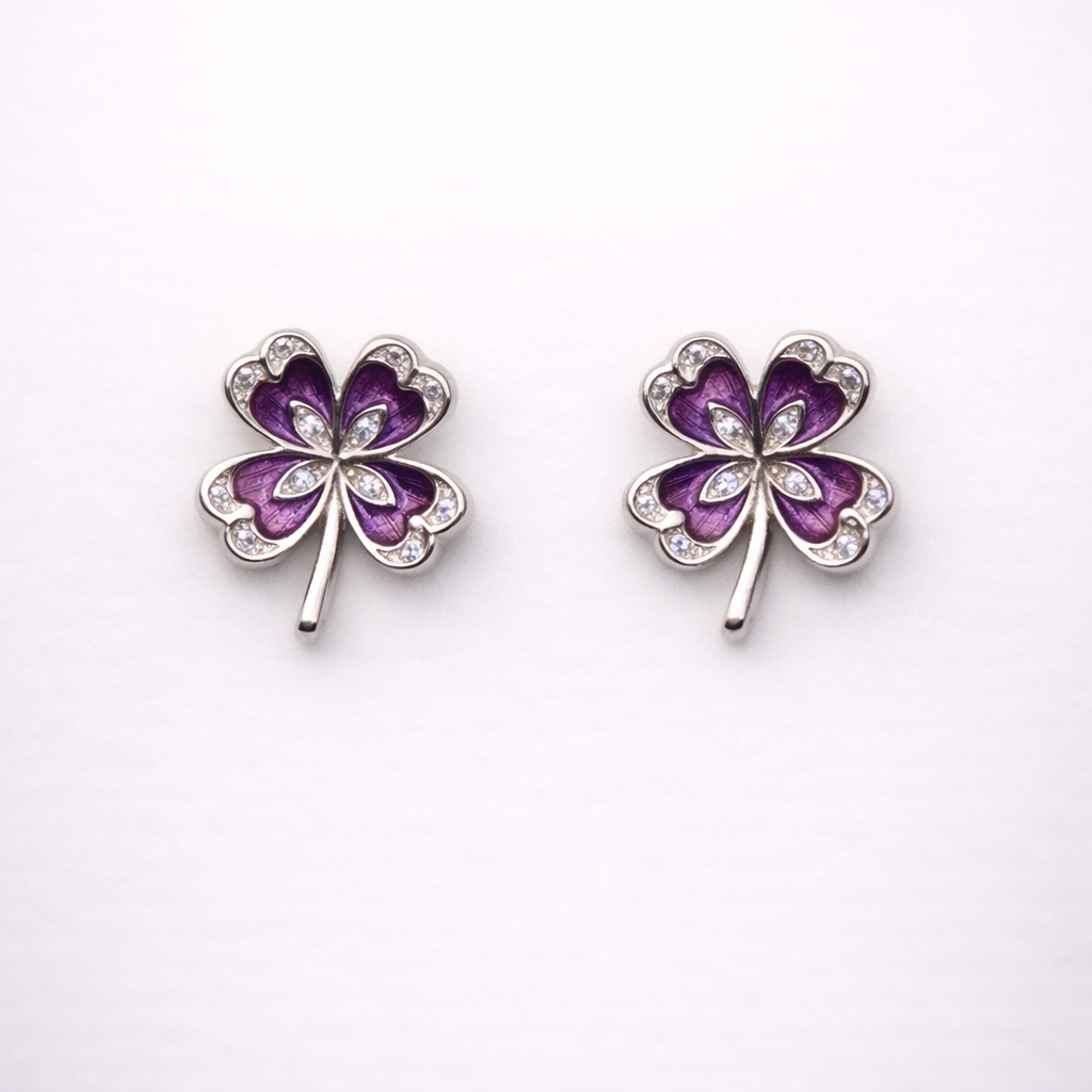 Azure Clover Silver Earring